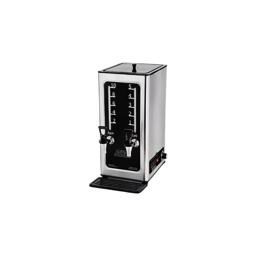 Cafeteira elétrica industrial 5 litros aço inoxidável Titã com copos e painel digital