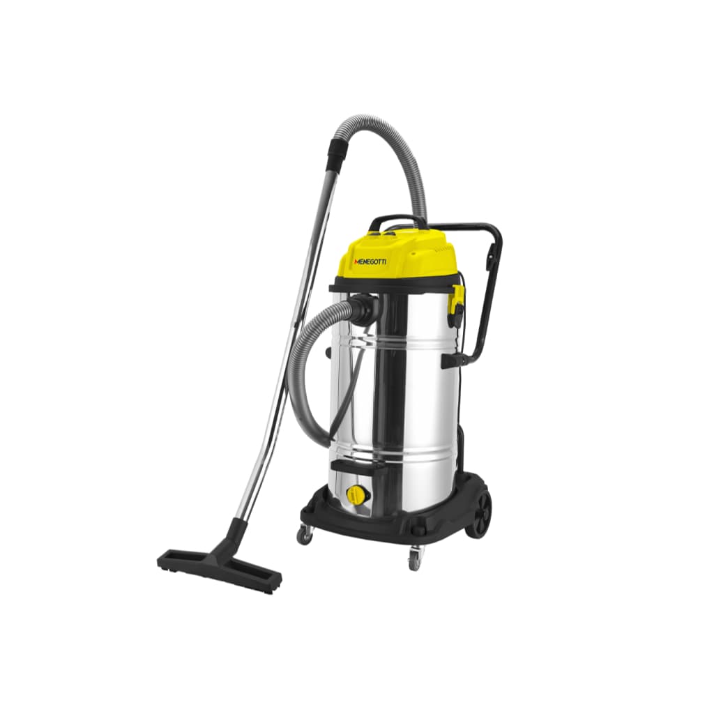 Aspirador Industrial Profissional MAP 70L Menegotti prateado com detalhes em preto e amarelo