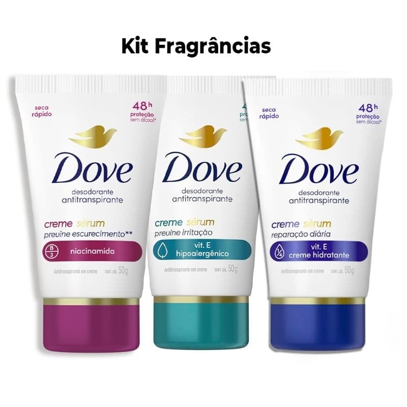 Desodorante Antitranspirante Dove Sérum Creme 50g sendo eles Reparação Diária, Previne escurecimento E Previne irritação