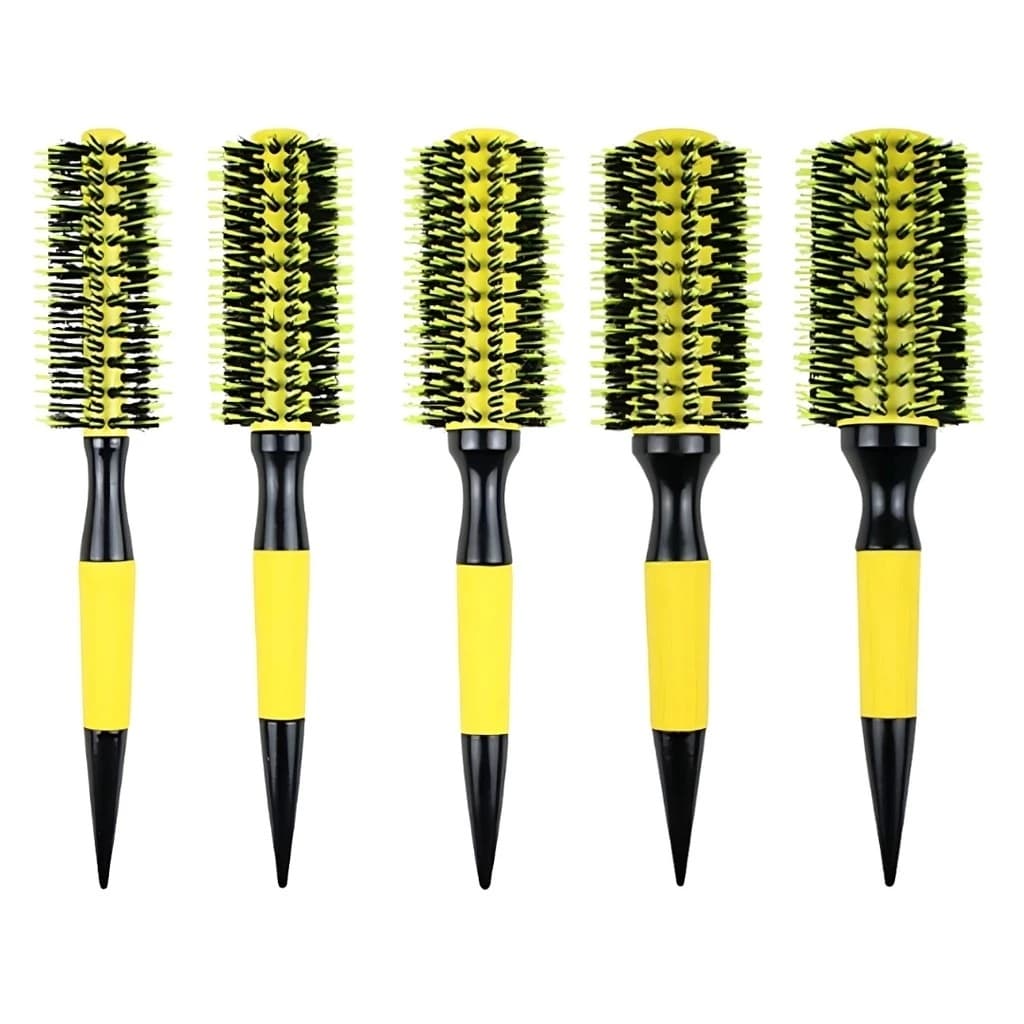 Escova De Cabelo Térmica Amarela Cerdas De Javali Mista Madeira REAL LIFE.BR