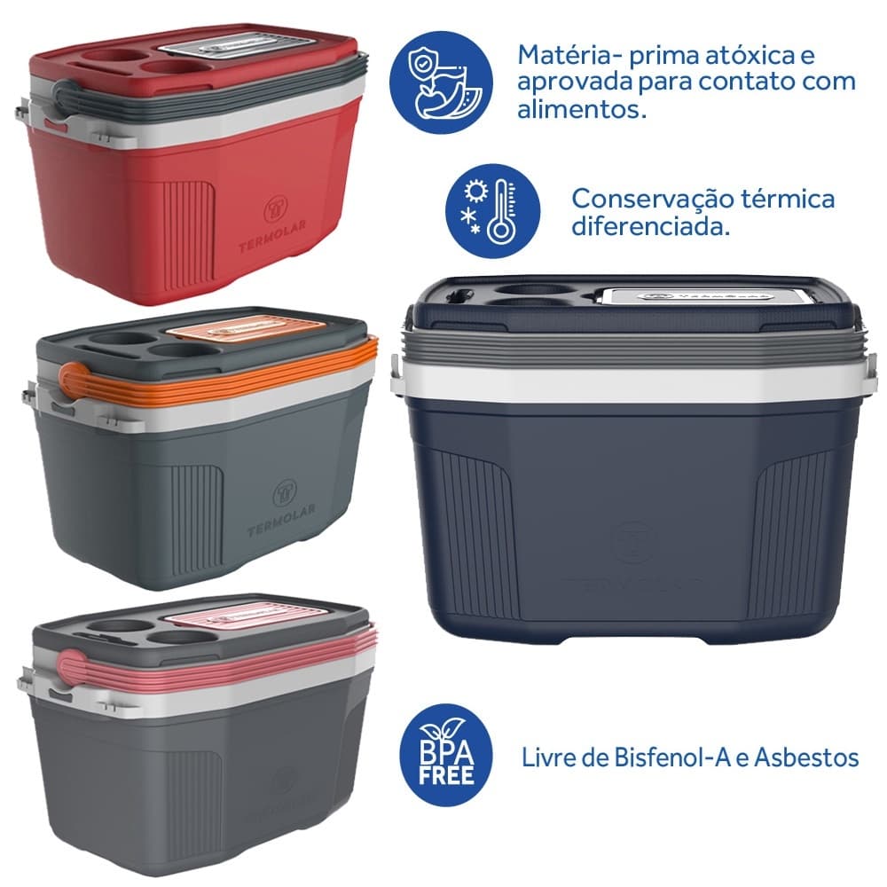 Caixa Térmica 20 Litros Cabe 26 Latas Air Flow Alta Qualidade Escolha Sua Cor - Termolar Original