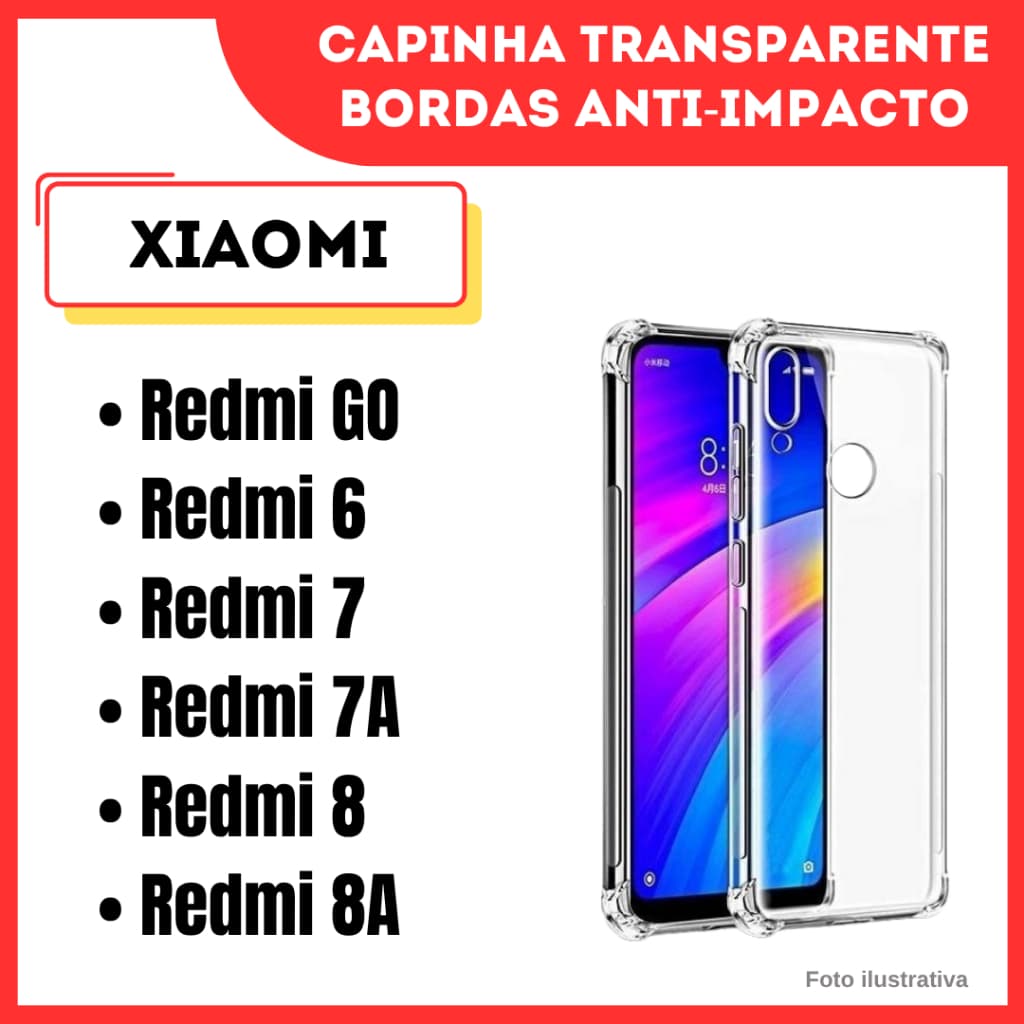 Capa transparente anti-impacto para Xiaomi Redmi GO, 6, 7, 7A, 8, 8A