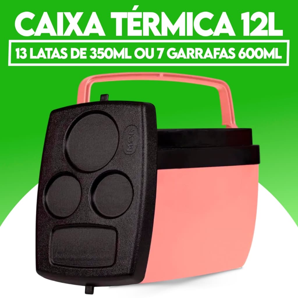 Caixa Térmica Cooler 34 e 12 Litros Com Alça Praia Preto Camping