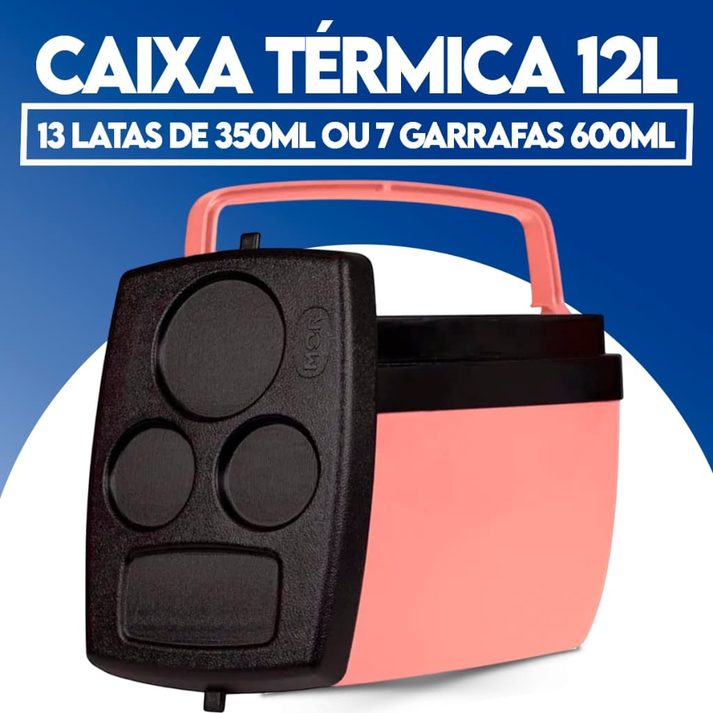 Caixa Térmica Cooler 34/12 Litros Com Alça Praia Cores Camping