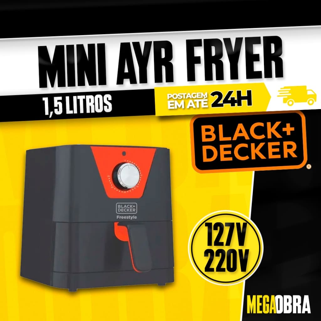 Mini Fritadeira S/Óleo Black+Decker Freestyle 1,5 Litros 127V 220V Stanley