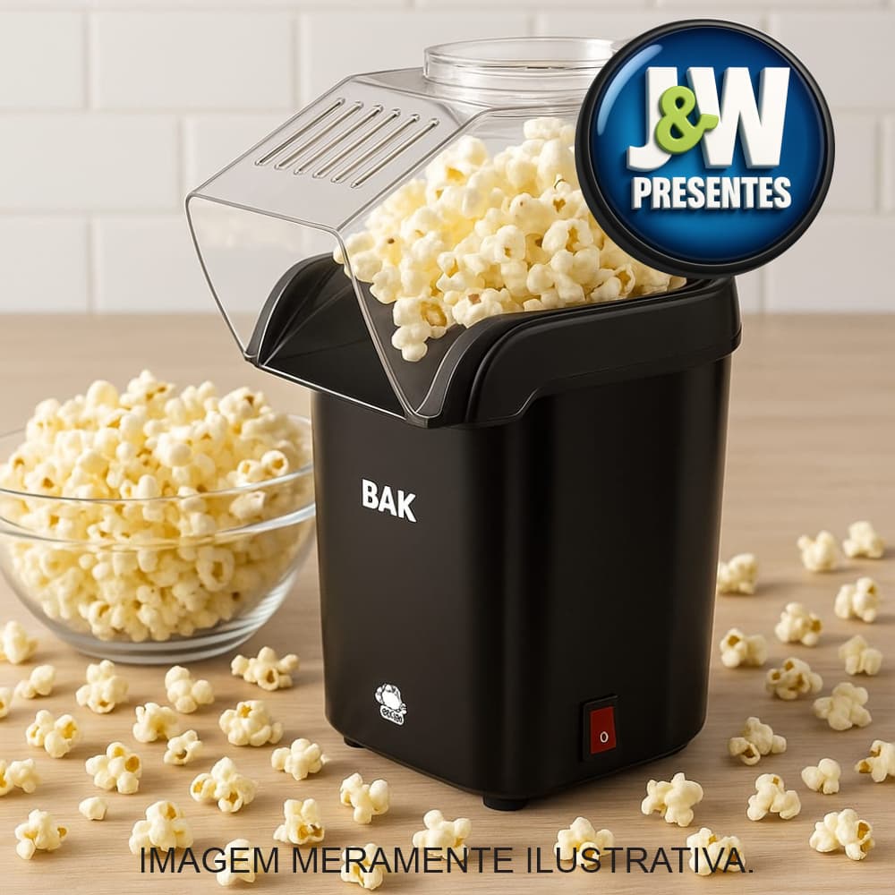 Pipoqueira Elétrica Ar Quente Sem Óleo Bak Premium (127v) - Cores Preta/ vermelha