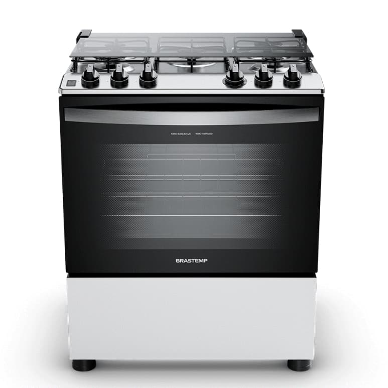 Fogão Brastemp 5 Bocas Branco com Botões Removíveis e Exclusivo Aro Protetor - BFS5NDB • BIVOLT