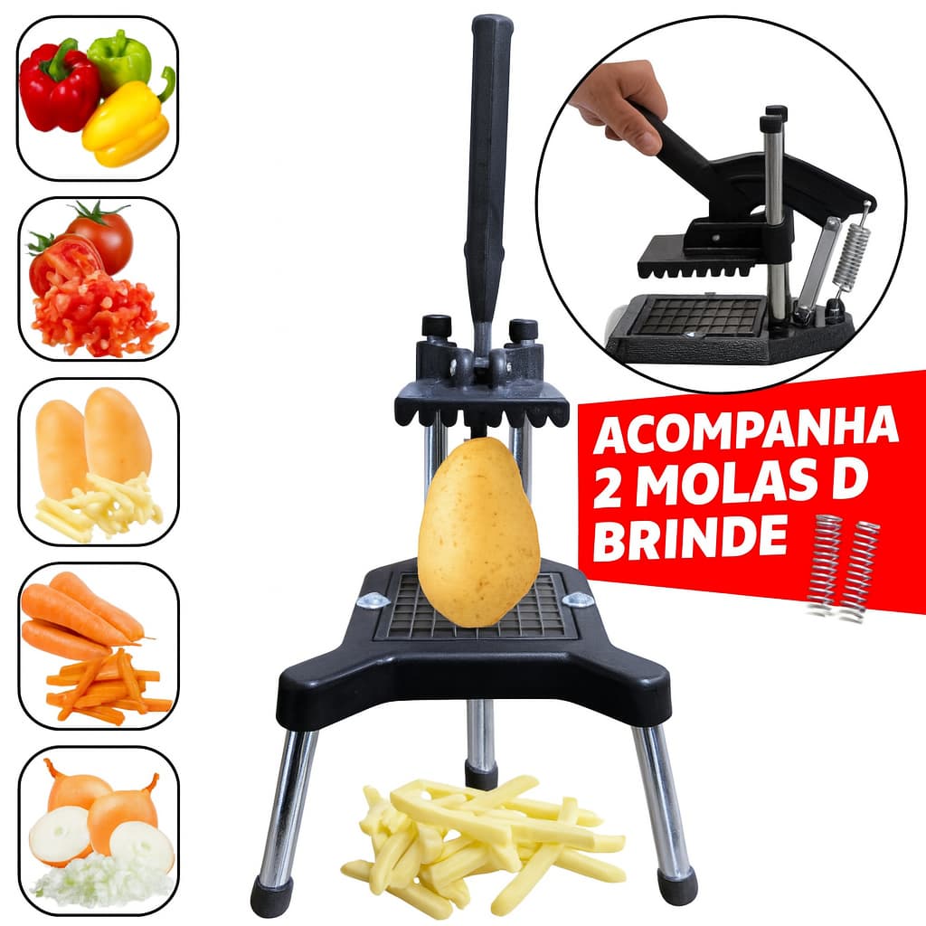 Picador de Legumes Premim Industrial Fatiador Cabrita Batata Frutas Profissional + BRINDES