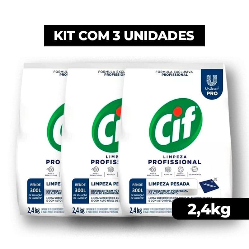 CIF em Pó 2,4kg Limpeza Profissional Rendimento até 300l Limpeza Pesada