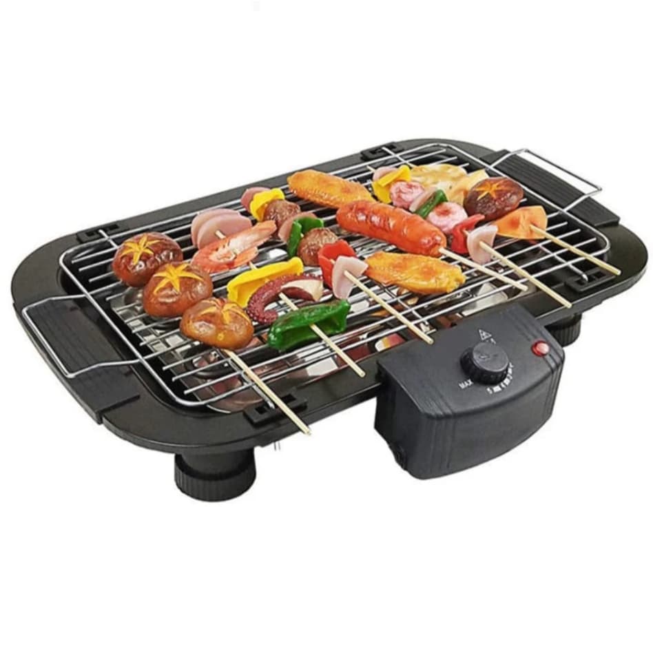 Churrasqueira elétrica portátil preta para interior e exterior, sem fumaça, grelha para cozinha, 110v