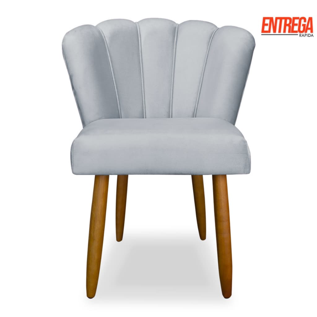 Cadeira Poltrona Pétala Veludo Cinza Claro, Penteadeira Cadeira de Jantar, Cadeira Decorativa