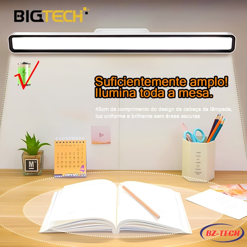 Recarregável Luminária De Mesa Sobrepor Bastão 45cm Grande 40Led Com Suporte Magnético Estudo Sem Fio Lâmpada Abajur