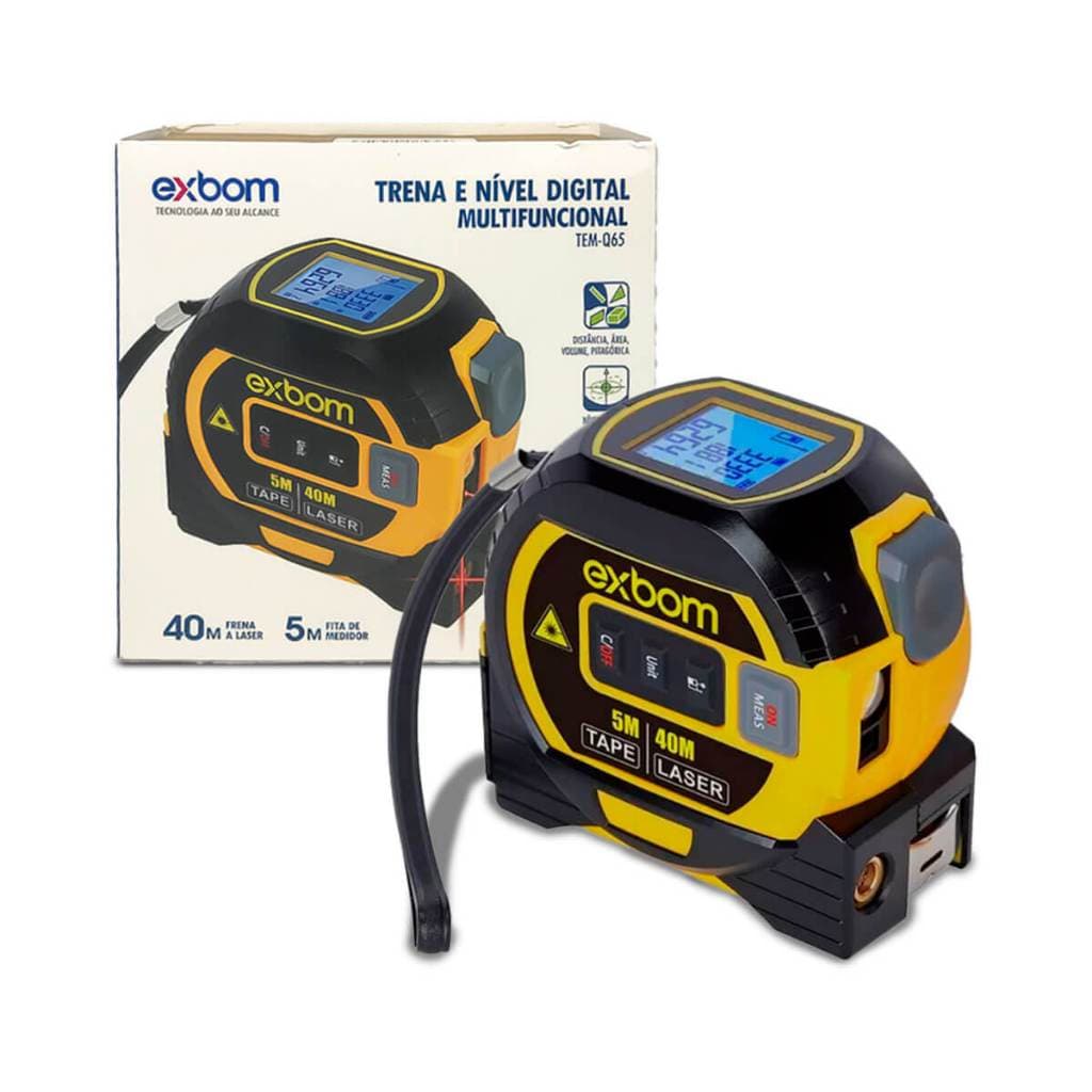 Trena Digital Exbom 40m com Nível a Laser e Tela LCD
