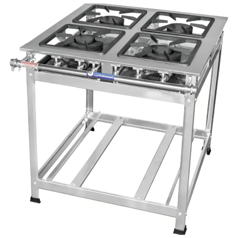 Fogão Fogareiro Industrial 4 Bocas Inox A Gás 30x30 Misto Baixa pressão P5 Cor Prateado