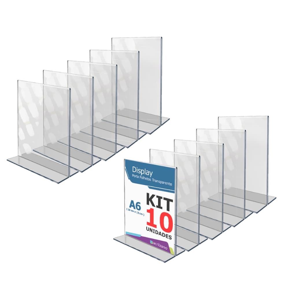 Kit com 10 porta-retratos acrílicos transparentes sem bordas