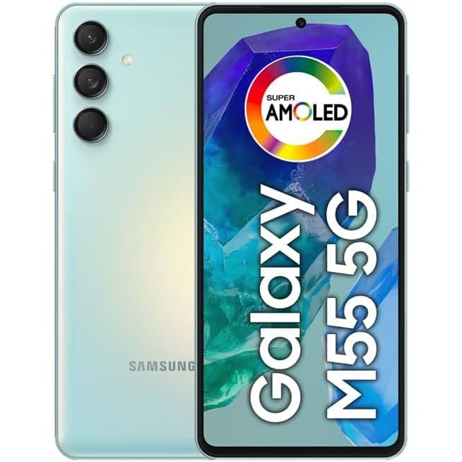 Smartphone Samsung Galaxy M55 256GB 5G 8GB RAM com tela Super AMOLED