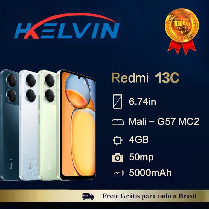 Celular Xiaomi Redmi 13C Original 128GB/4GB /256GB/8GB RAM (Versão global) Smartphone