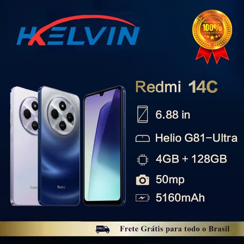 Smartphone Celular Xiaomi Redmi 14c 256gb  8gb RAM 128gb 4gb Dual Sim 50MP Global 14 c Lançamento