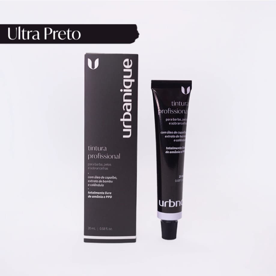Tintura Coloração Profissional Urbanique Ultra Preto 20ml | Cilios Sobrancelhas Barba Branca