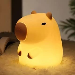 Luminária de Mesa Capivara Infantil - Apontador+Luz Noturna, Bateria 8h, Cores Suaves, Carregamento USB