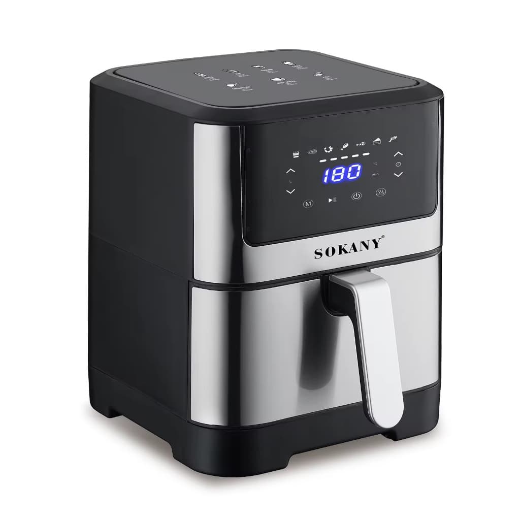 Fritadeira Elétrica Sokany SK02 com Tela LCD Touchscreen, 1800W, 7 Litros, Preto e Prata