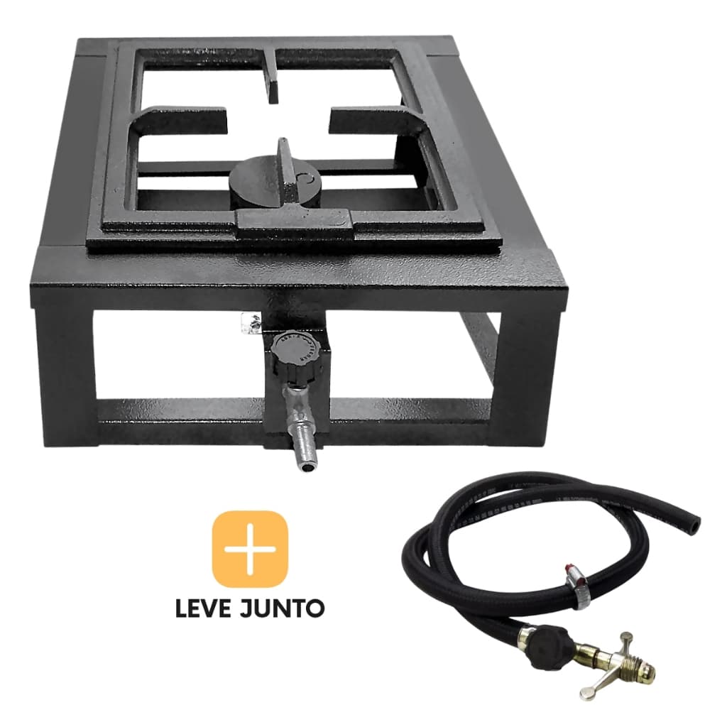 Fogão Industrial de Mesa Alta Pressão 1 boca Fogareiro para camping ou caminhoneiro + Registro e Mangueira