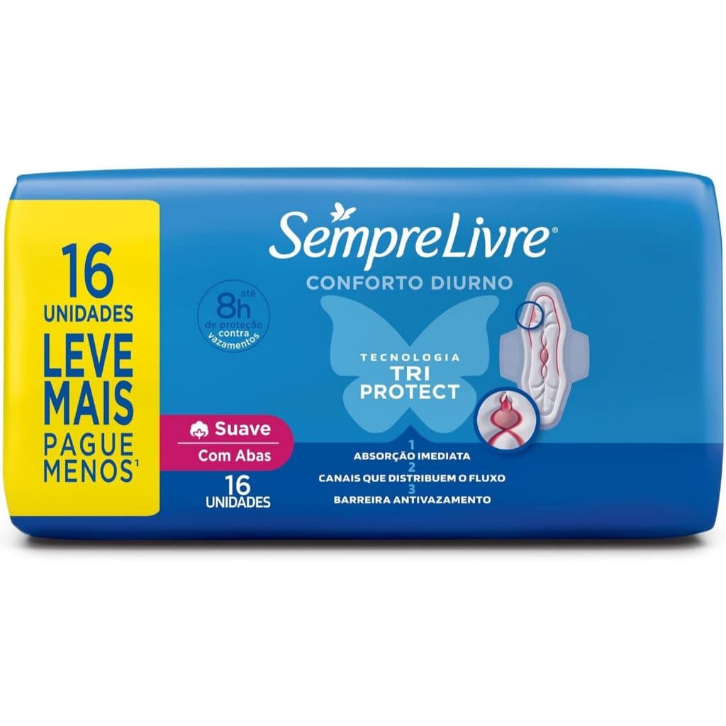 Absorvente Sempre Livre Adapt Plus Suave com Abas 16 Unidades