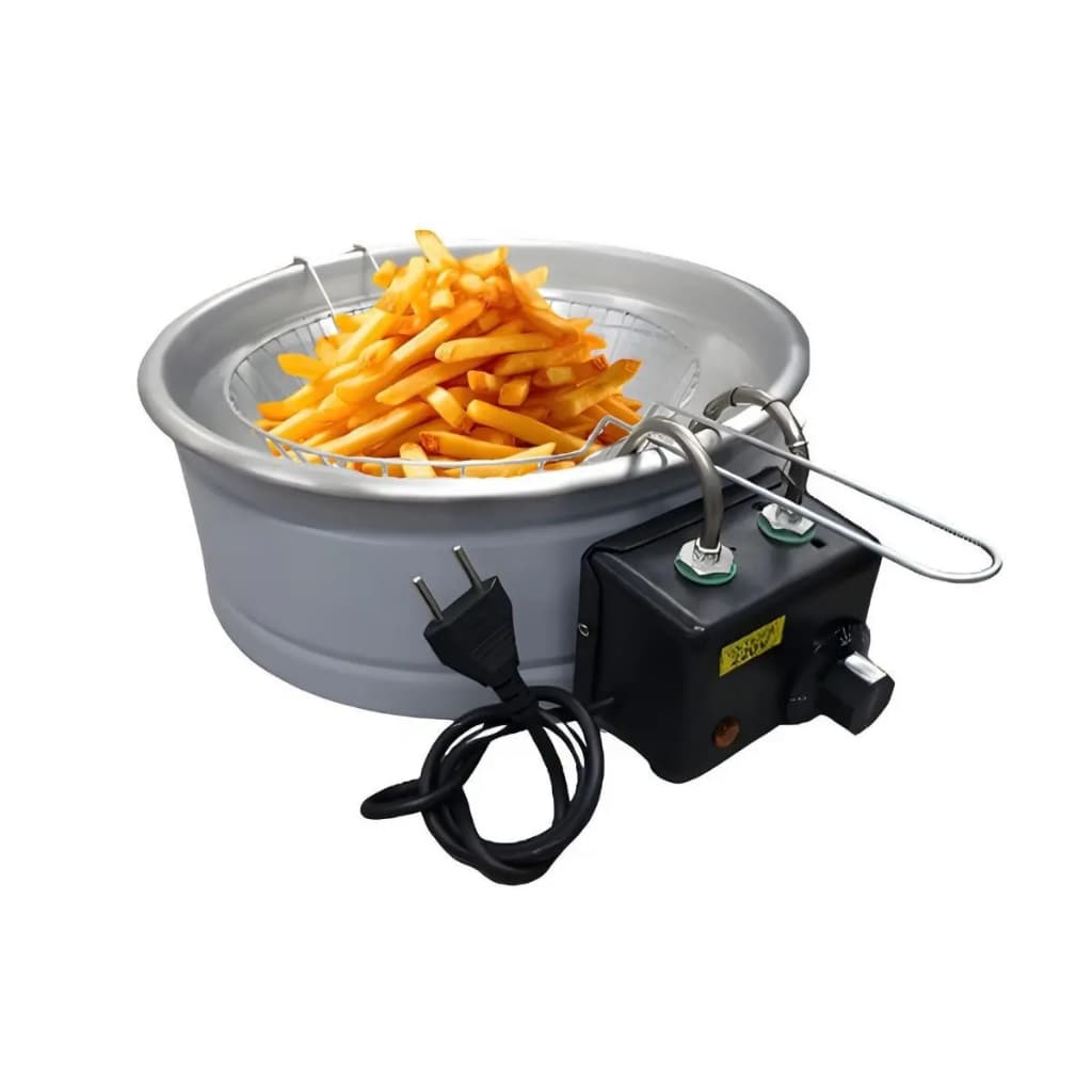 Fritadeira Elétrica Redonda Industrial Inox Central Coifas Tacho 5L, Variedades de 110v ou 220v