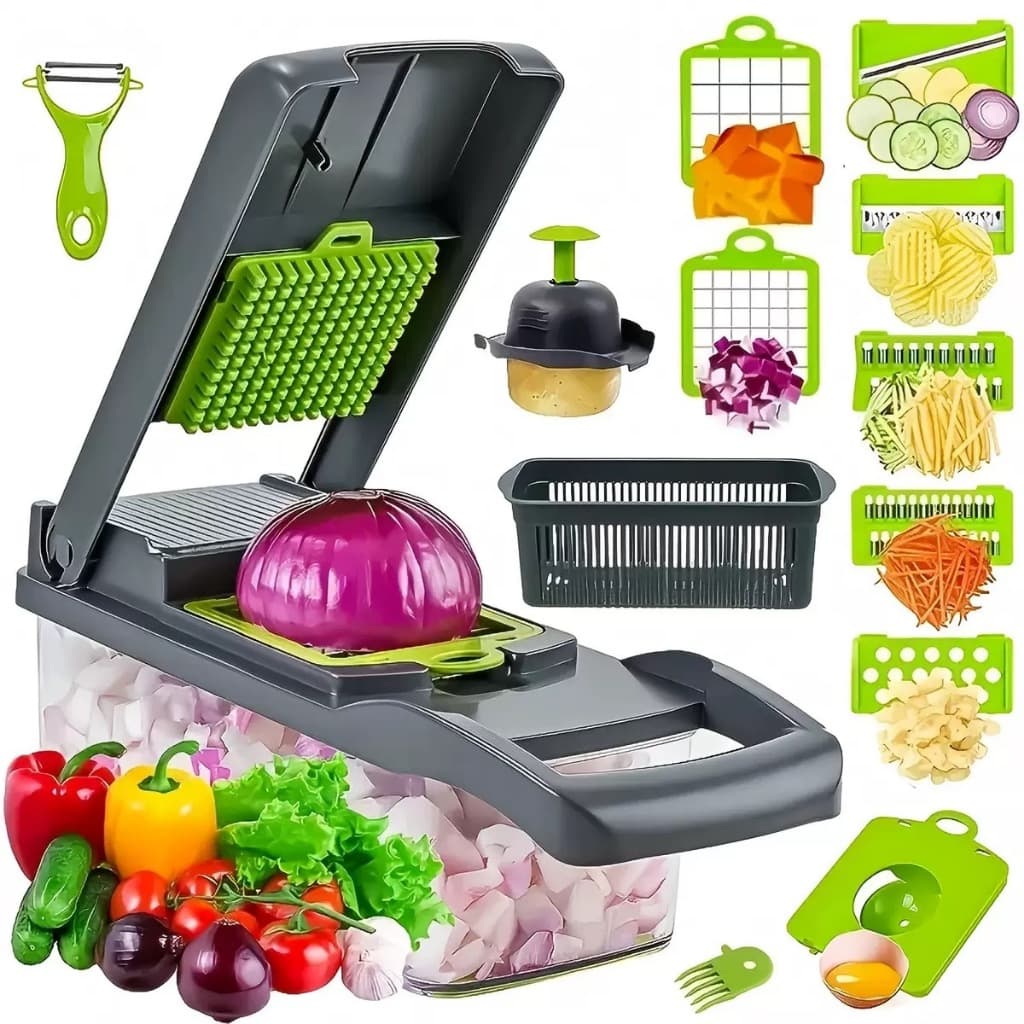 Fatiador Profissional 16 em 1 Multiuso Cozinha Slicer Aço Inox Cortador Ralador De Legumes Verduras Frutas