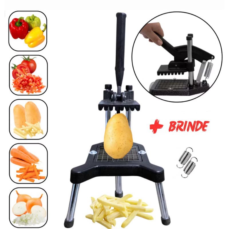 Picador de Legumes Industrial Fatiador Cabrita Batata Frutas Profissional + 2 Molas