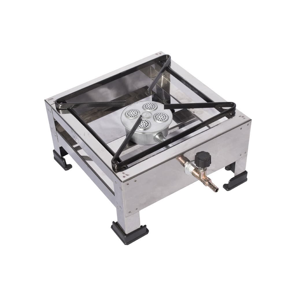 Fogão Fogareiro 1 Boca Inox Industrial Alta Pressão Completo Brinde Mangueira