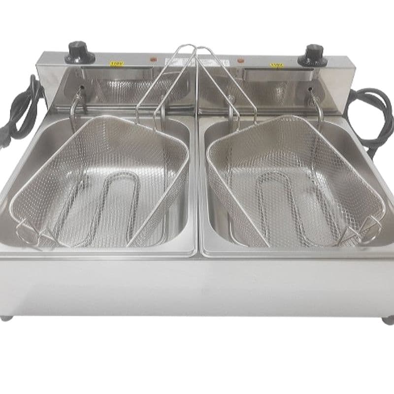 Fritadeira elétrica Industrial Profissional 10 litros 2 cubas inoxidável