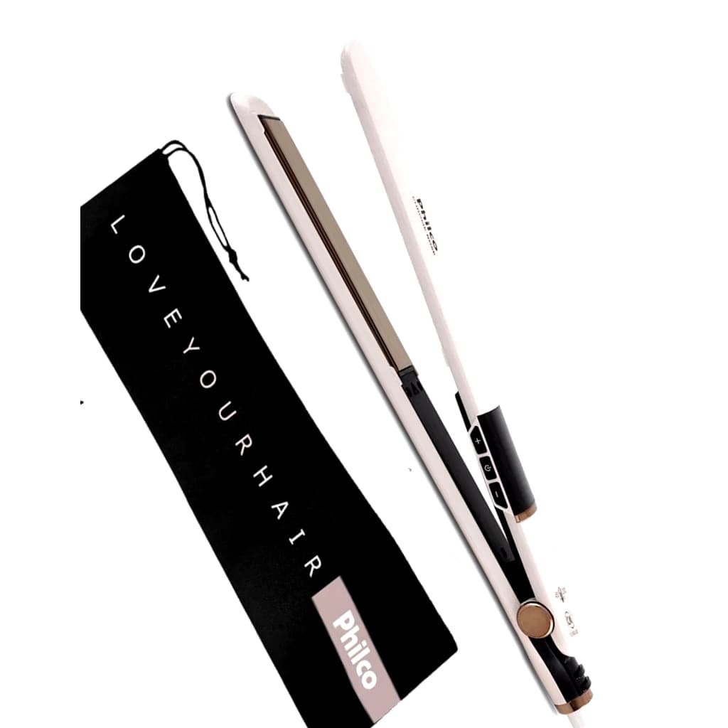 Prancha De Cabelo Alisadora Philco Profissional Titanium 5 tempeturas Branco 450ºf Chapinha Bivolt