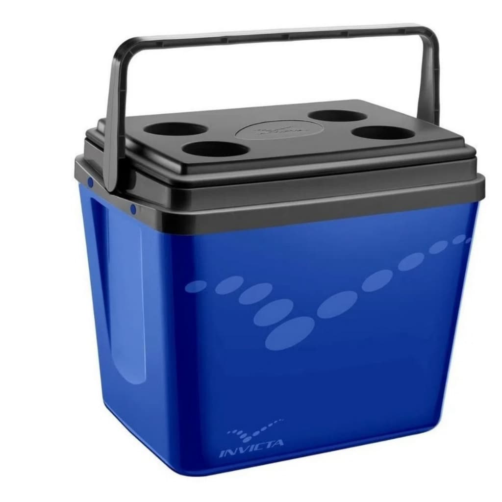 Caixa Cooler Térmico Invicta 43 latinhas C/ Porta Copos Praia Pesca Cor Azul