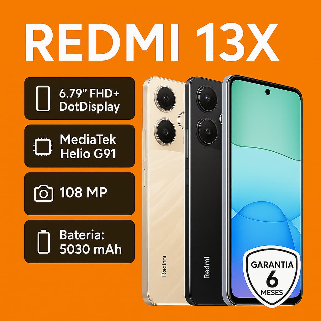Xioami Redmi 13X 4G 256 GB 8 GB RAM Tela de 6,9" Câmera 108 Mpx Versão Global