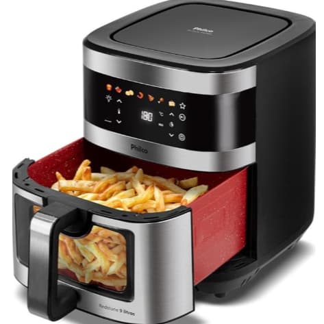 Fritadeira Air Fryer Philco 9 Litros Painel Digital Visor Glass Sem Óleo Oven 2000W
