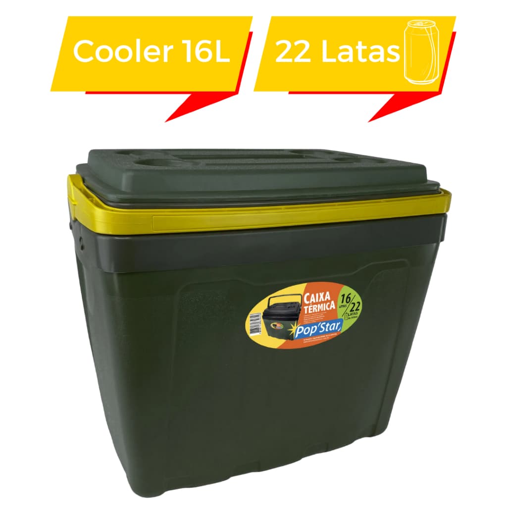 Caixa Térmica PopStar 16 Litros Portátil – Conserva 22 Latas Geladas