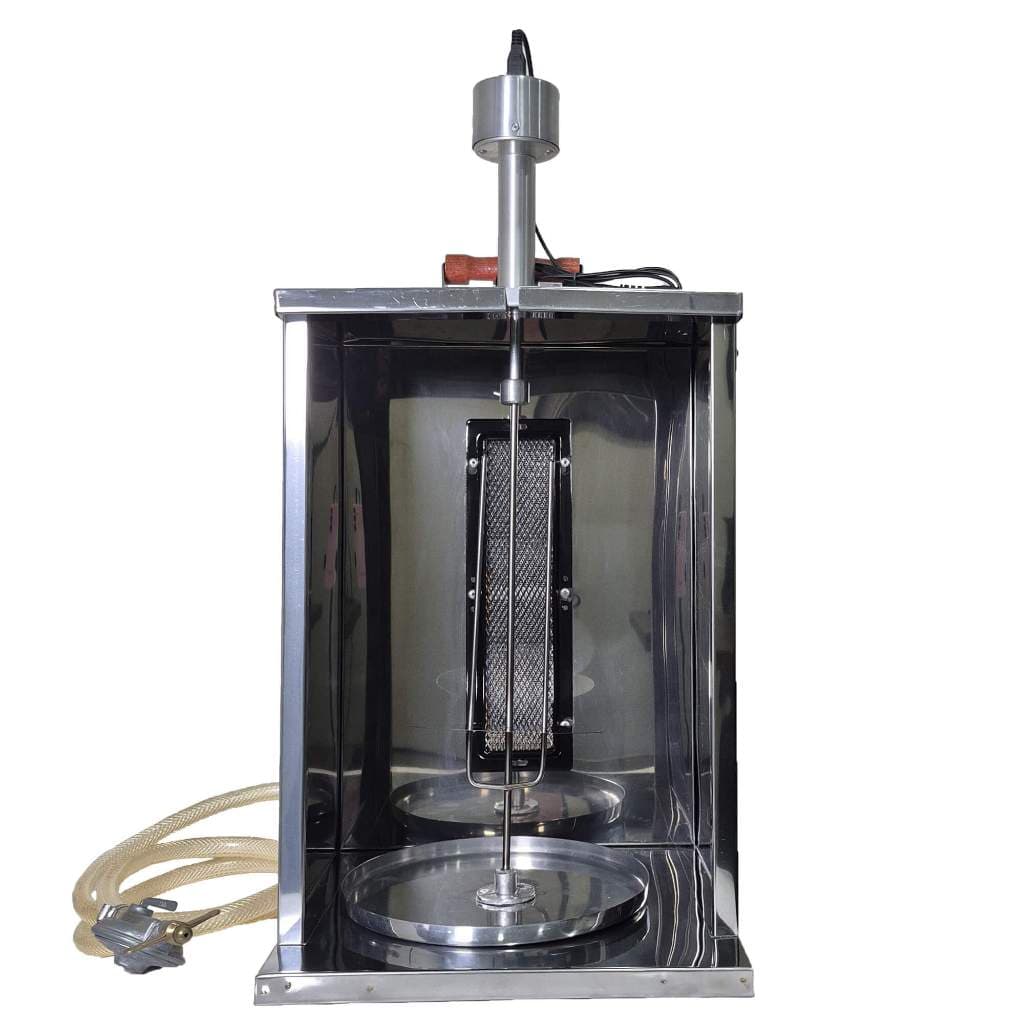 Churrasqueira Churrasgrill Portátil Grego Kebab Frango Assado Picanha Peixe - Inox Espeto Elétrico - R2