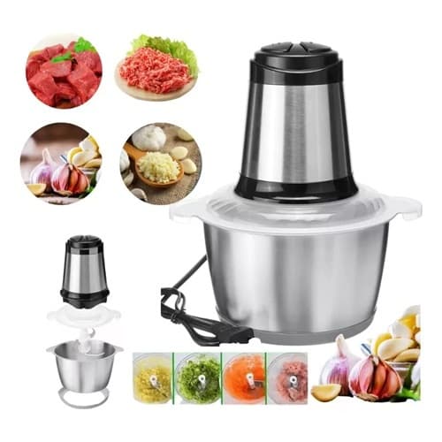 Moedor Elétrico Inox 2L 3L para Carne e Legumes com Acessórios