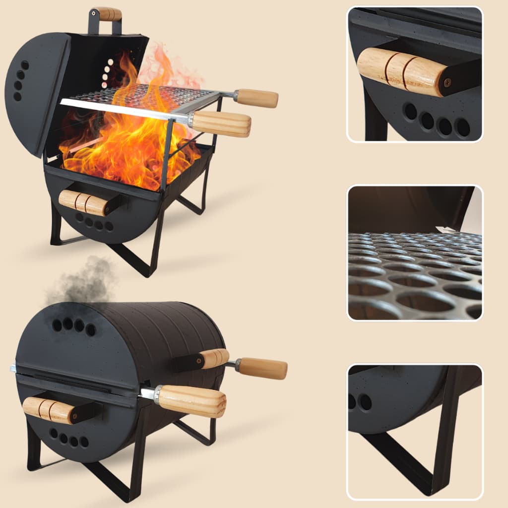 Mini Churrasqueira Bafo Móvel Compacta Portátil Pequena De Mesa e Bancada Para Apartamento a Carvão