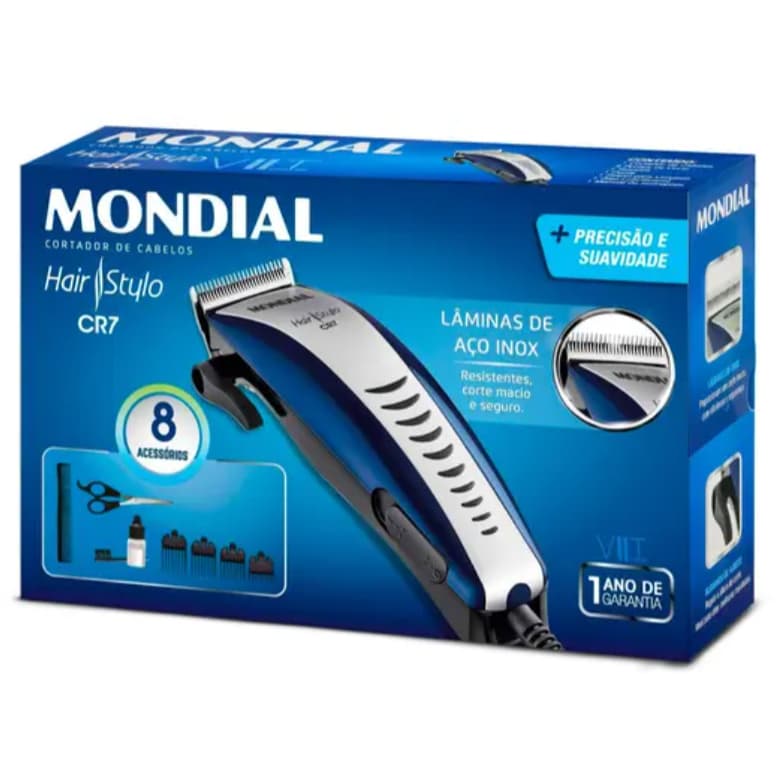 Maquina de Cortar Cabelos e Barba Mondial Hair Stylo CR-03 Cr-02 110V e 220V Original - Envio Rápido