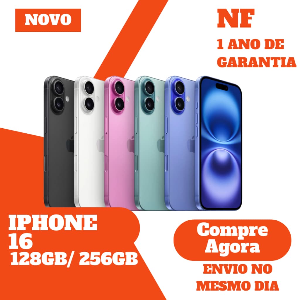 iPhone 16 5G 128GB/256GB vários modelos cores garantia envio rápido