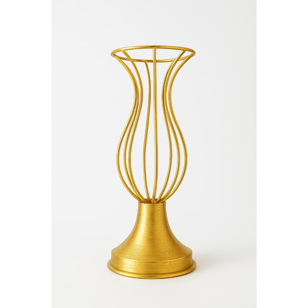 Vaso decorativo aramado dourado de 35cm para festas e eventos
