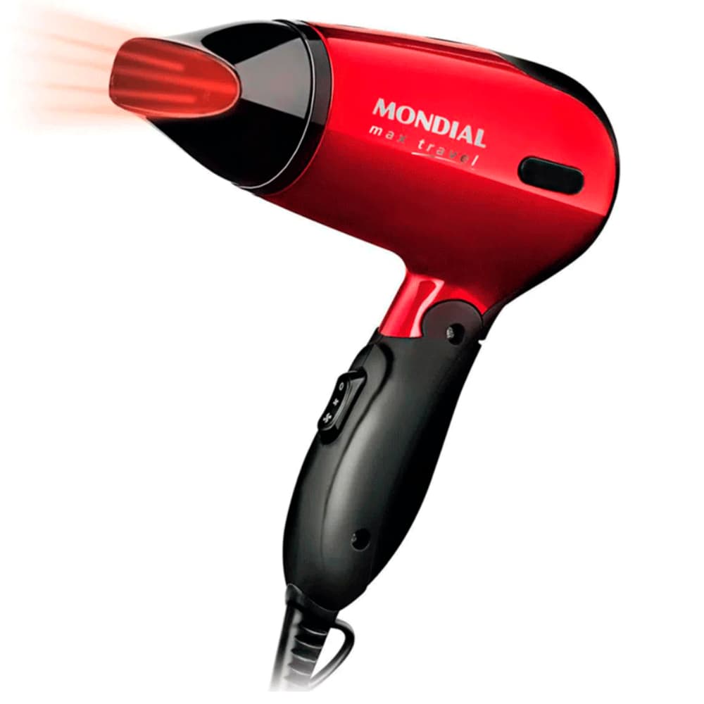 Secador Mondial Mini Dobrável Portátil Max Travel Bivolt Alta performance Resistente Viagem/Domestic