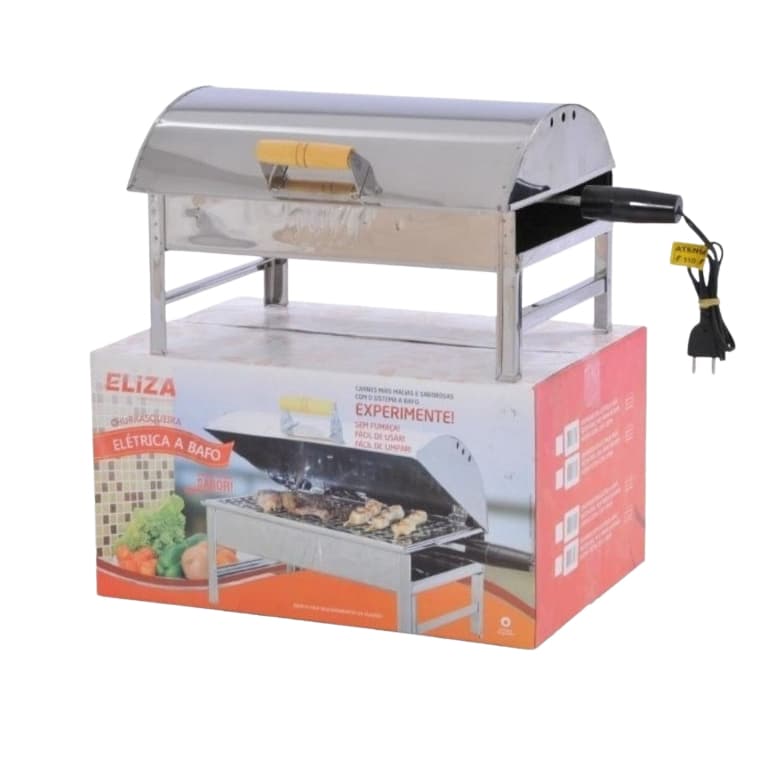 Churrasqueira Elétrica A Bafo Com Tampa Portátil Inox 430