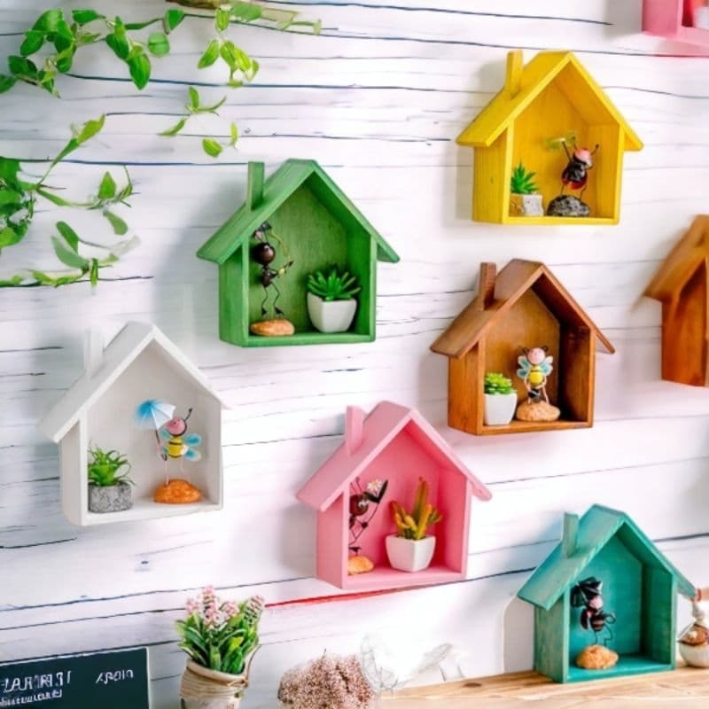 Nicho Casinha Prateleira Infantil Chaminé Decoração Quarto de Bebê Nicho Rosa Nixo Nicho MDF