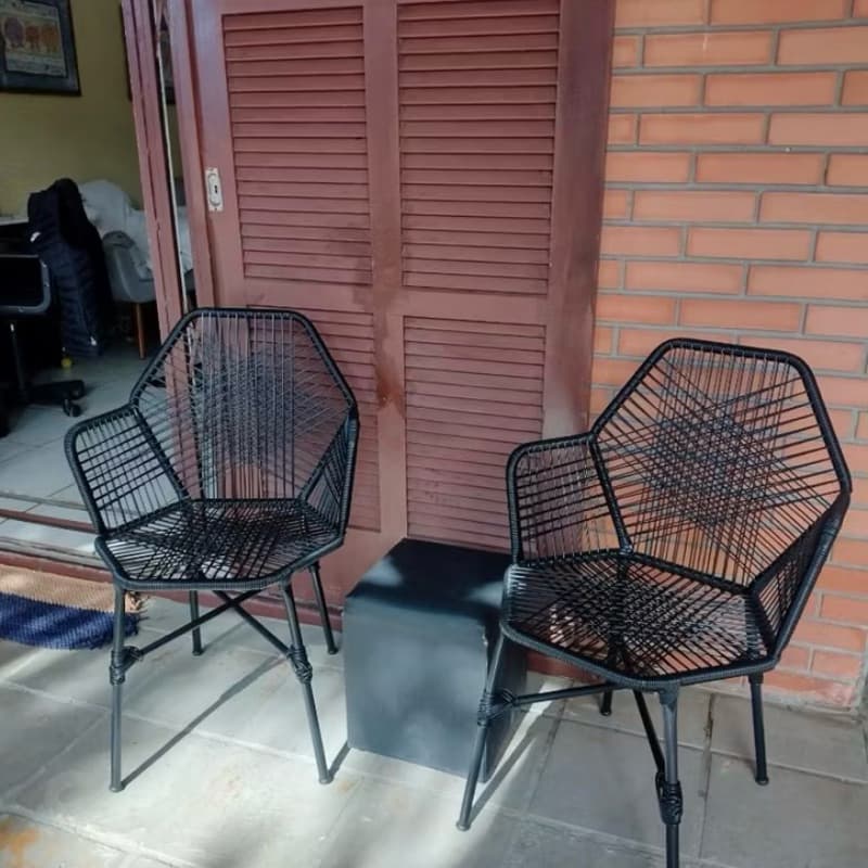 Kit 2 Cadeiras Tropicália Fio Fibra Sintética Área Externas Interna Varanda Sacadas Cozinha Jardim Ilha Copa Confortável