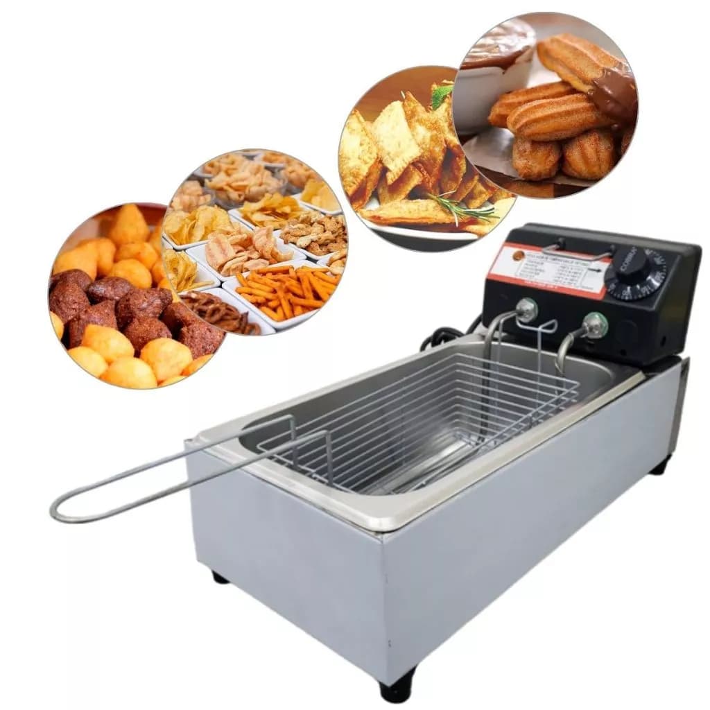 Fritadeira Elétrica Inox Profissional 3,5L Cuba linha industrial Central Coifas