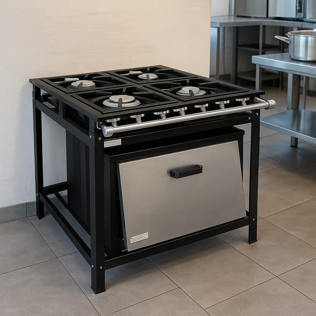 Fogão Industrial 4 Bocas 30x30 com Forno 87L Gastromixx em fundo branco