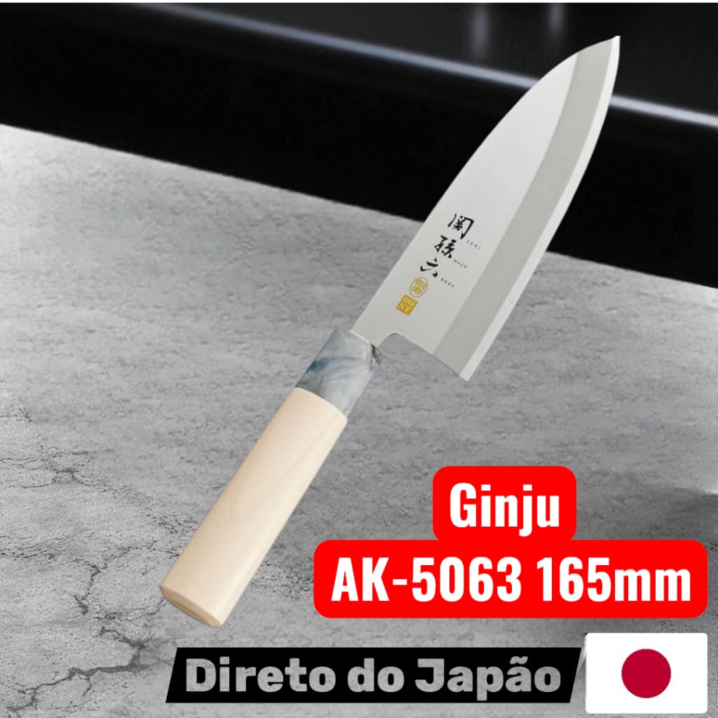Faca Kai Corporation DeBa Ginju AK-5063 165mm, aço inoxidável, autêntica, lâmina branca, cabo de madeira
